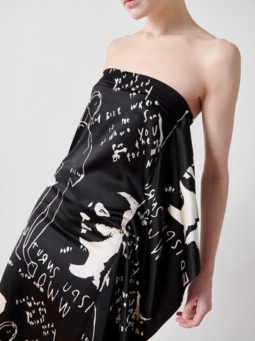 Limited Edition Strapless Rectangle Dress in Black & Winter White by Zero + Maria Cornejo-Idlewild